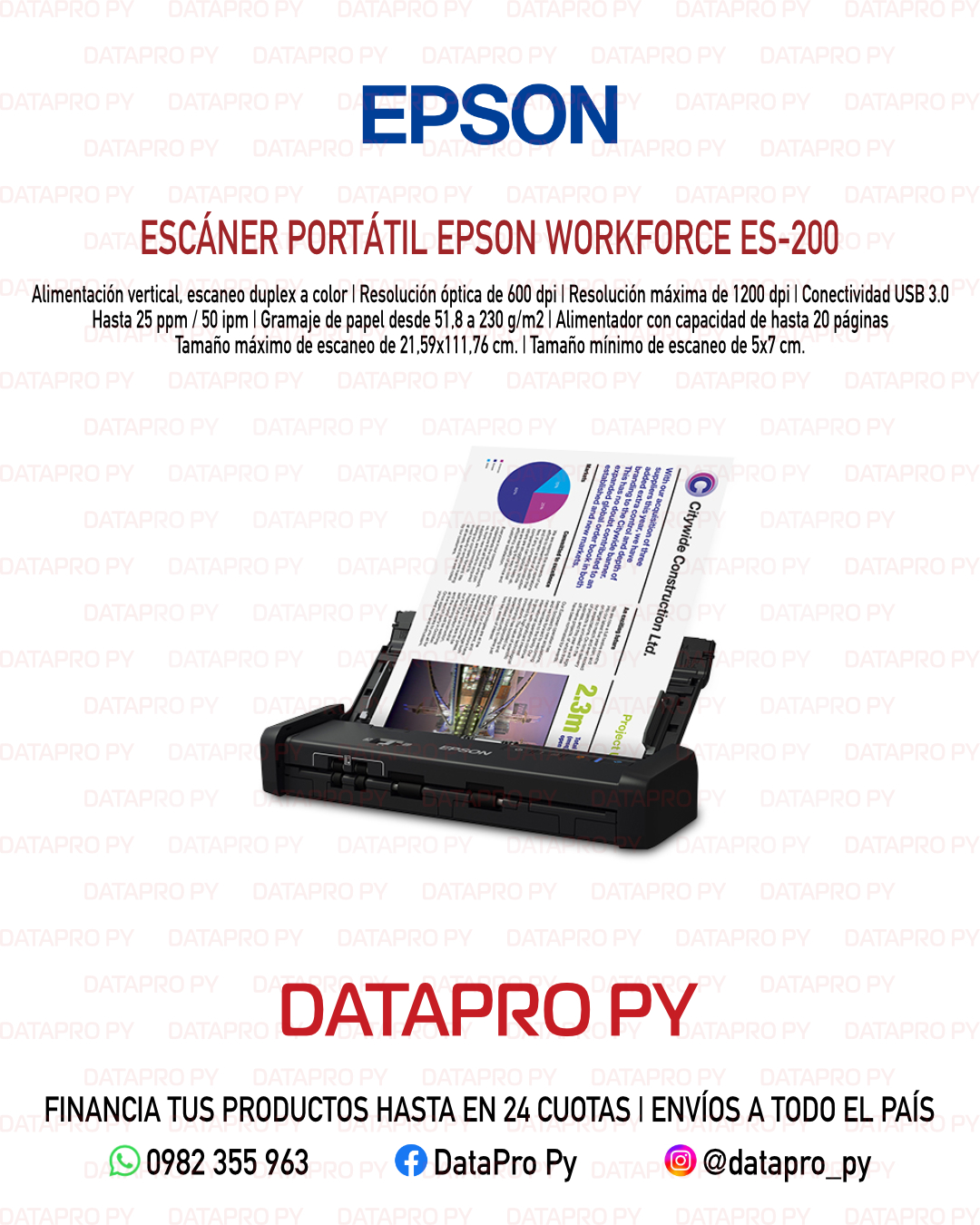 Escáner Portátil Epson WorkForce ES-200